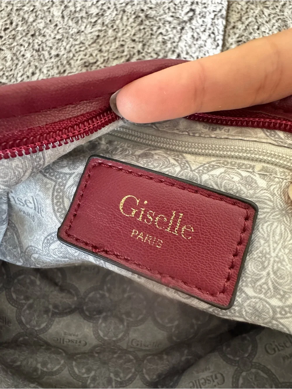 Giselle Paris Burgundy Knotted Hobo Shoulder Bag Faux Leather Slouchy Purse NWT